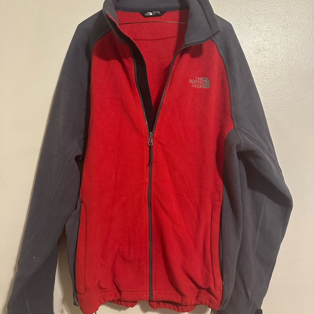 The North Face Red and Gray Zip Up Sweater